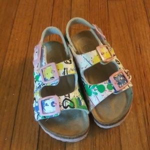 Petalia Girls Sandals Graffiti Double Straps Multi Colorful Size 7